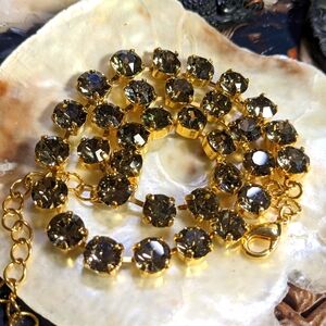 Black Diamond Crystal Necklace in 14k Gold Plated or Sterling Silver Plated-new